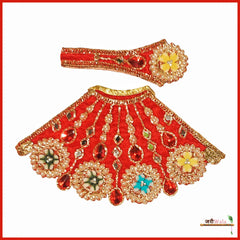 Shaneel Moti Stone Work Red Lehnga Patka