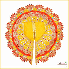 Blended Frill Thread Lace Work Yellow & Orange Poshak