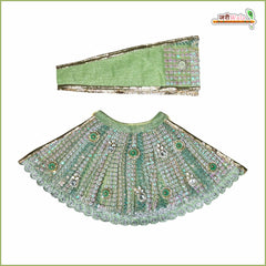 Blended Frill Net Sitara Booti Kundan Work Sea Green Lehenga Patka