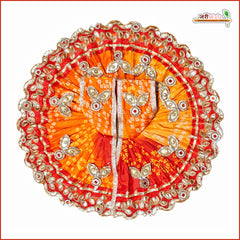 Bandhej Lace Booti Work Multi Shade Red Laddu Gopal Poshak