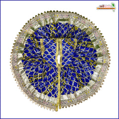 Bandhej Lace Work Blue Laddu Gopal Poshak