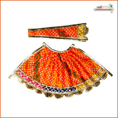 Bandhej Lace Work Orange Lehnga Patka