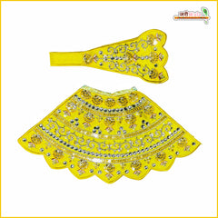 Blended Thread Sitara Stone Work Lemon Lehnga Patka
