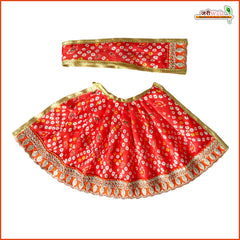 Bandhej Thread Work Red Lehnga Patka