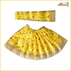 Bandhej Thread Work Yellow Lehnga Patka