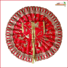 Blended Thread Sitara Work Red Laddu Gopal Poshak