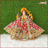 Blended Jarkan Stone Booti Work Bandhej Red Lehnga Patka