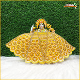 Cotton Moti Cutdana Work Yellow Lehnga Patka