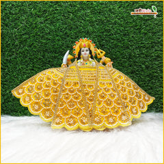 Cotton Moti Cutdana Work Yellow Lehnga Patka