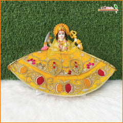 Blended Thread Heavy Dabka Jarkan Work Yellow Lehnga Patka