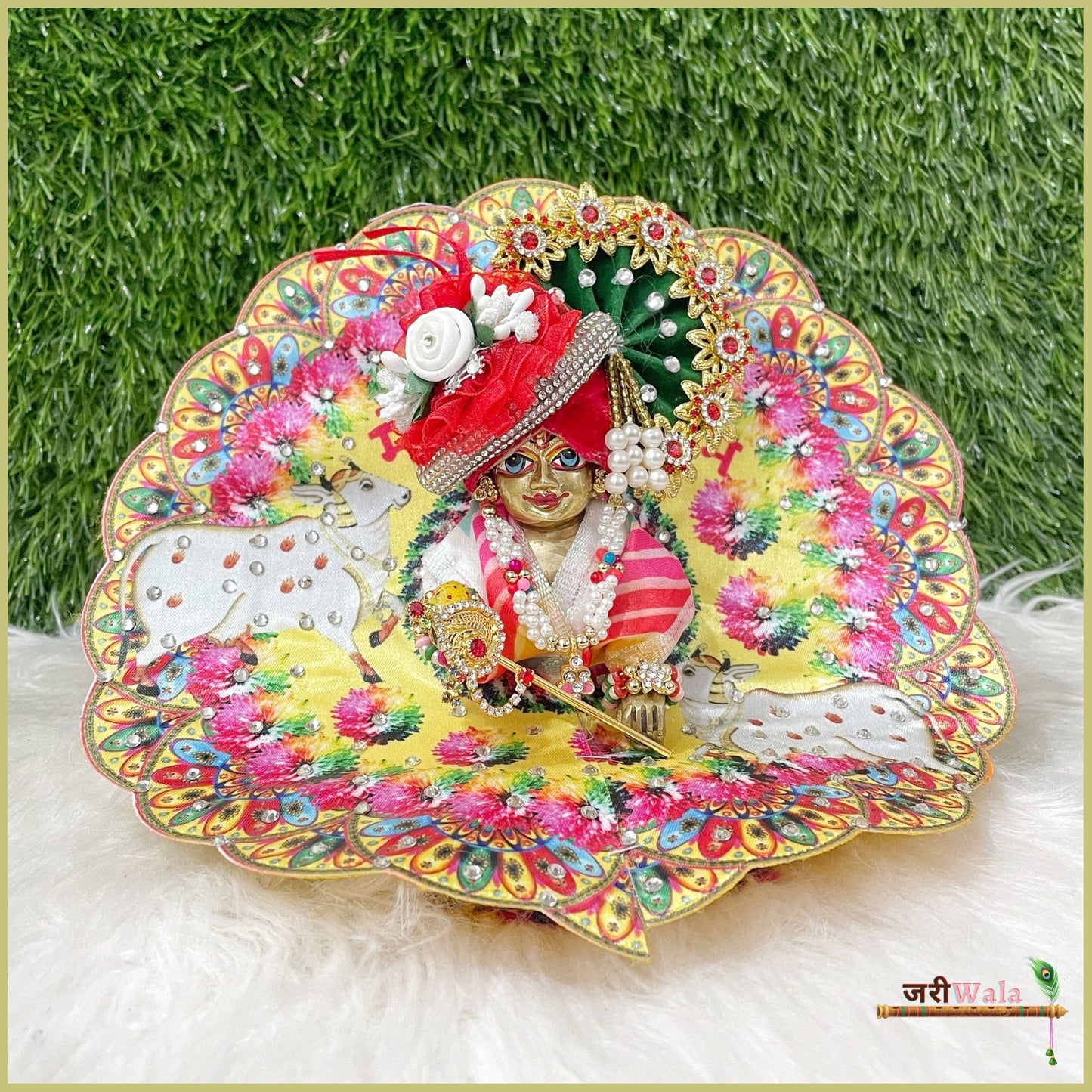 Blended Digital Print Work Multicolor Laddu Poshak