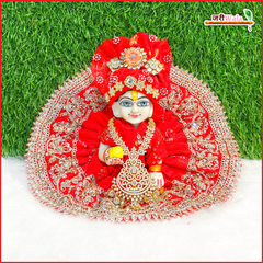 Blended Thread Sitara Stone Work Red Laddu Gopal Poshak
