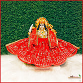 Net Thread Sitara Work Red Lehnga Patka