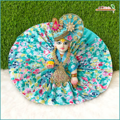 Holi Special Cotton Floral Print Light Blue (Multicolor) Laddu Gopal Poshak