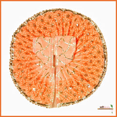 Blended Thread Lace Work Peach Poshak