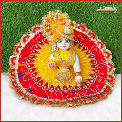 Cotton Bandhej Sitara Jarkan Stone Booti Work Laddu Gopal Poshak With Pagdi & Patka
