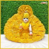 Blended Frill Thread Sitara Work Haldi Poshak With Pagdi & Patka