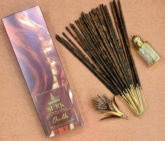 SAUNDH SURK Luxury Incense Sticks Combo Pack | 4 Fragrances – Chandanam, Gulab, Oudh & Rose Oudh | Long-Lasting, Soothing Aroma for Home, Puja & Relaxation