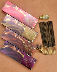 SAUNDH SURK Luxury Incense Sticks Combo Pack | 4 Fragrances – Chandanam, Gulab, Oudh & Rose Oudh | Long-Lasting, Soothing Aroma for Home, Puja & Relaxation