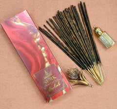 SAUNDH SURK Luxury Incense Sticks Combo Pack | 4 Fragrances – Chandanam, Gulab, Oudh & Rose Oudh | Long-Lasting, Soothing Aroma for Home, Puja & Relaxation