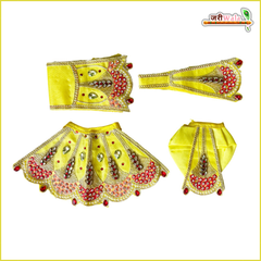 Coton Thread Kundan Stone Work Lemon Jugal Jodi Poshak