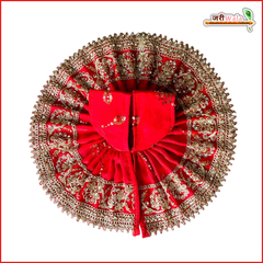 Blended Thread Sitara Stone Work Red Laddu Gopal Poshak