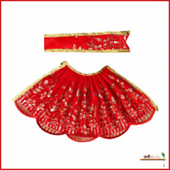 Net Thread Sitara Work Red Lehnga Patka