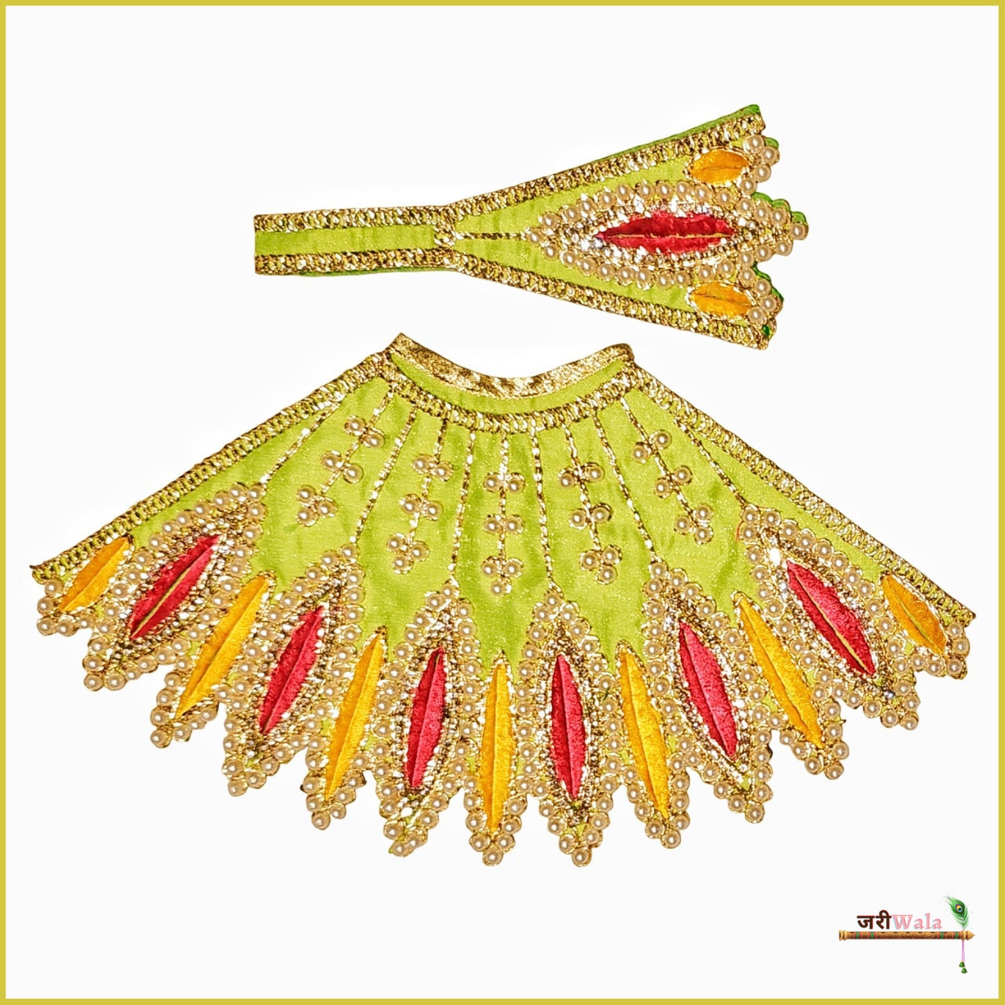 Blended Moti Jarkan Work Multicolor Lehnga Patka