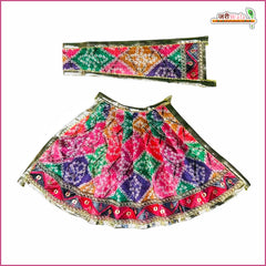 Bandhej Lace Work Multicolor Lehnga Patka