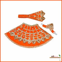 Shaneel Moti Stone Work Orange Lehnga Patka With Mukut