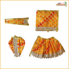 Bandhej Lace Work Yellow Jugal Jodi Poshak