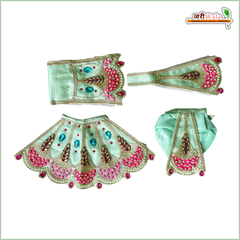 Coton Thread Kundan Stone Work Sea Green Jugal Jodi Poshak