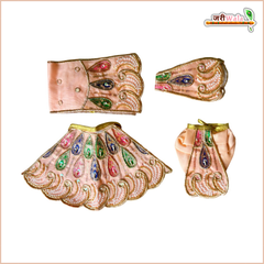 Coton Thread Sitara Moti Cutdana Work Peach Jugal Jodi Poshak