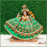 Shaneel Moti Stone Work Green Lehnga Patka With Mukut