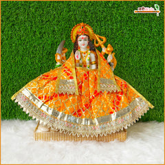 Bandhej Lace Work Yellow Lehnga Patka