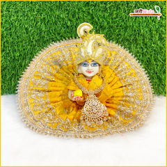 Blended Thread Sitara Stone Work Yellow Laddu Gopal Poshak