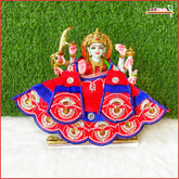 Blended Frill Net Cutdana Moti Work Red & Blue Lehnga Patka