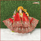 Blended Thread Sitara Cutdana Work Red Lehnga Patka