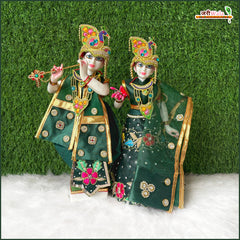 Blended Thread Dabka Sitara Stone Work Bottle Green Jugal Jodi Poshak