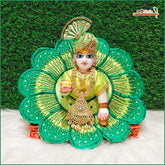 Blended Thread Cutdana Work Light & Dark Green Laddu Gopal Poshak