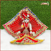 Shaneel Fancy Kite Heavy Lace Jarkan Work Red Laddu Gopal Poshak
