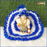 Woolen Fancy Blue & Light Blue Laddu Gopal Poshak With Cap