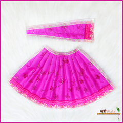 Blended Net Thread Work Magenta Lehnga Patka