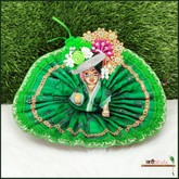 Blended Net Thread Lace Work Green Poshak