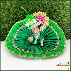 Blended Net Thread Lace Work Green Poshak