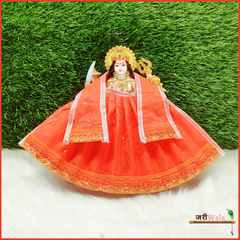 Blended Net Thread Work Orange Lehnga Patka