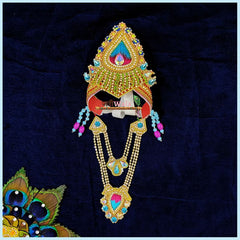 LG Light Blue With Magenta Mukut Mala Set