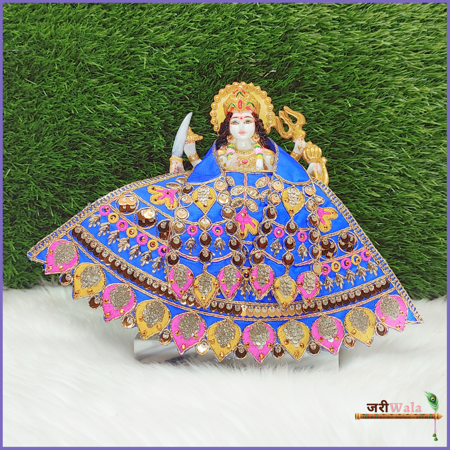 Thread Work Blue Lehnga Patka - ZARIIWALAA