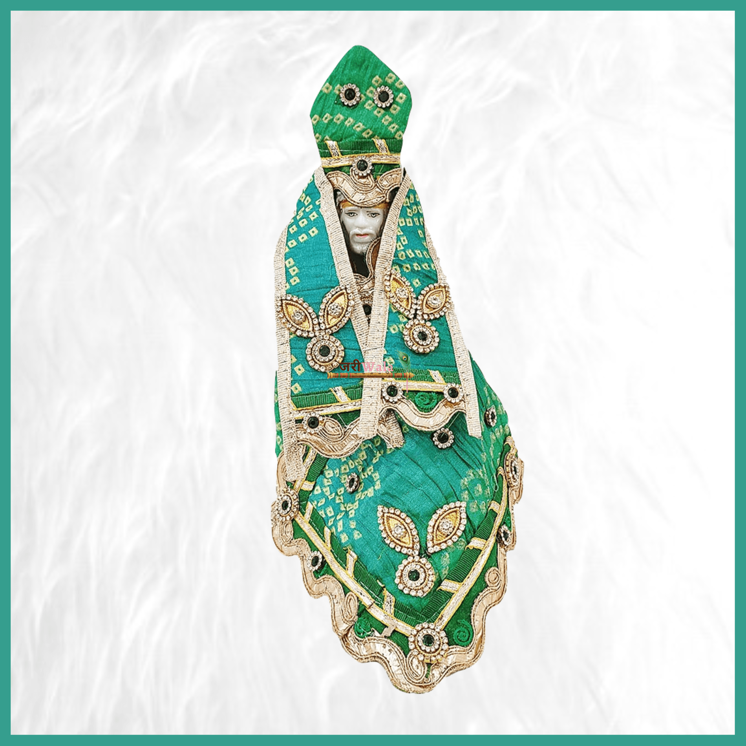 Bandhej Work Green Sai Baba Poshak - ZARIIWALAA