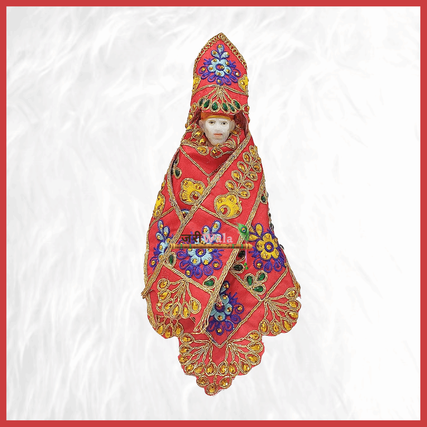 Thread Work Red Sai Baba Poshak - ZARIIWALAA
